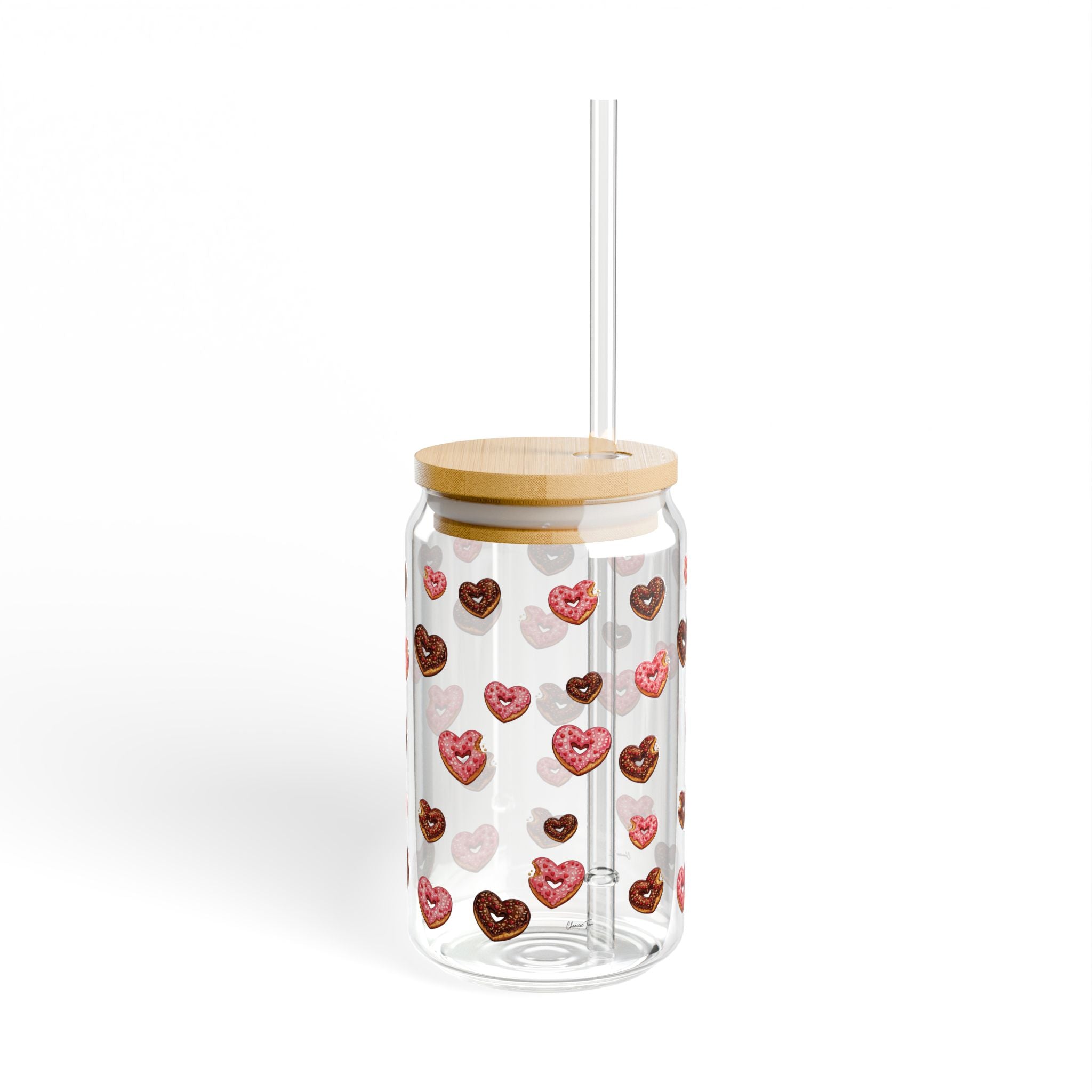 “Donut Hearts” Sipper Glass, 16oz