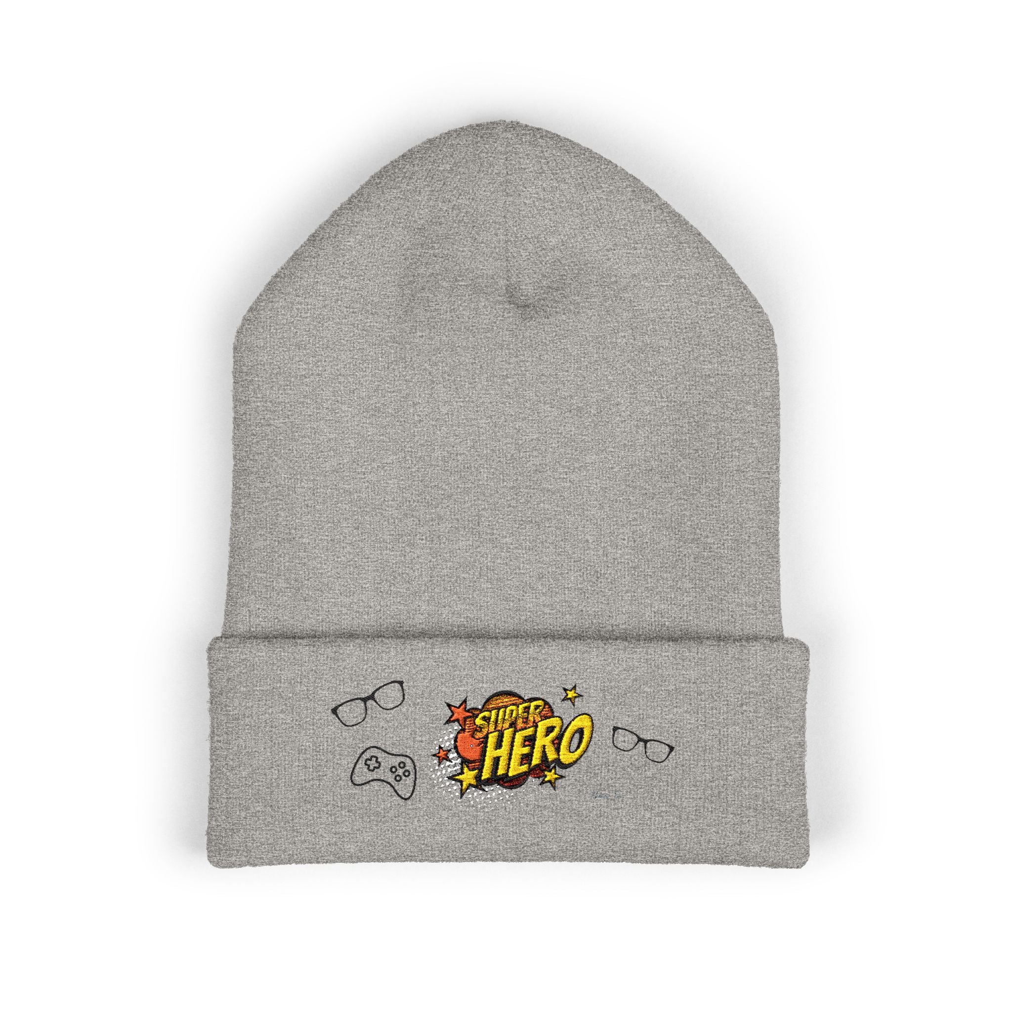 “Superhero” Classic Cuffed Beanie (Embroidery)