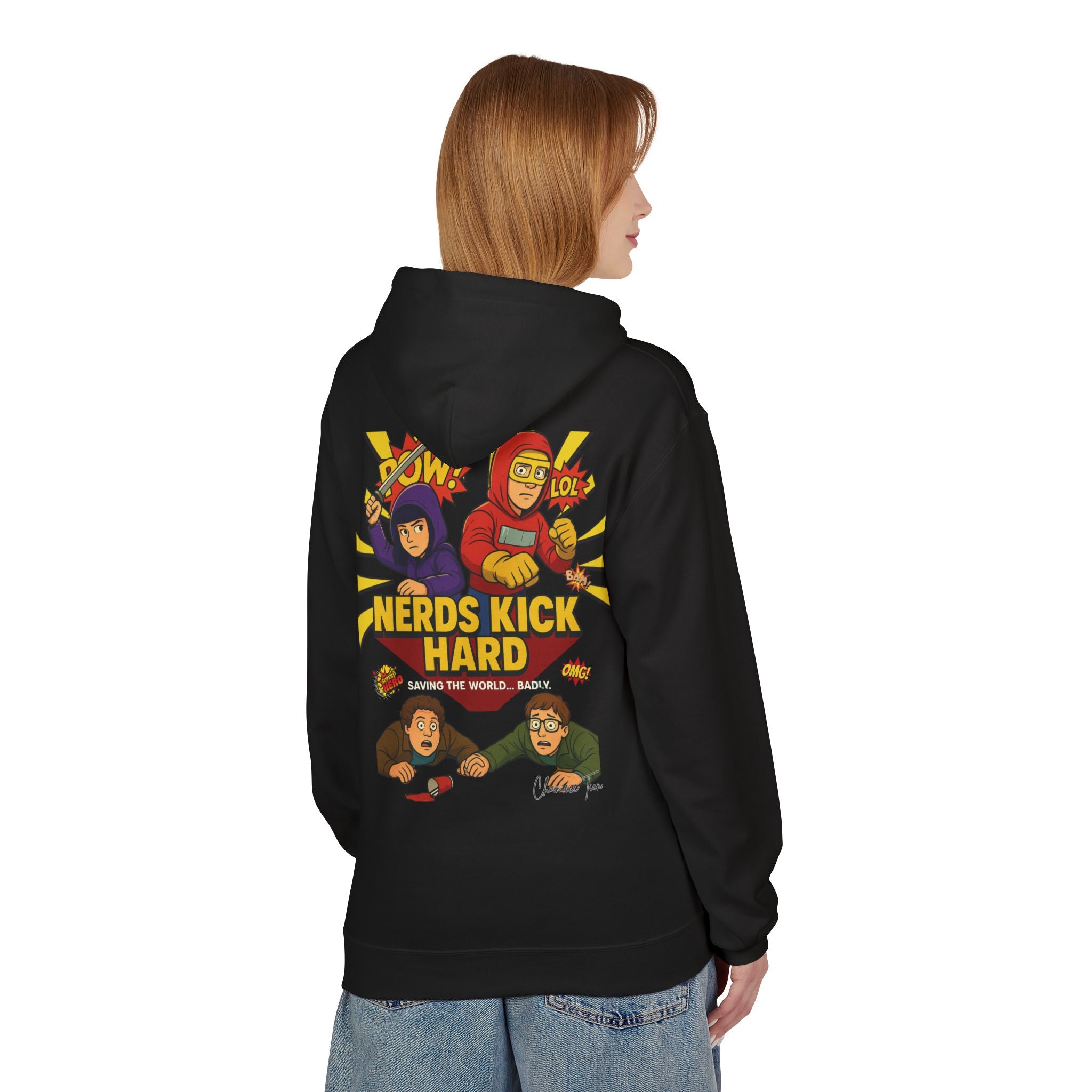 “Nerds Kick Hard!” Unisex Midweight Softstyle Fleece Hoodie