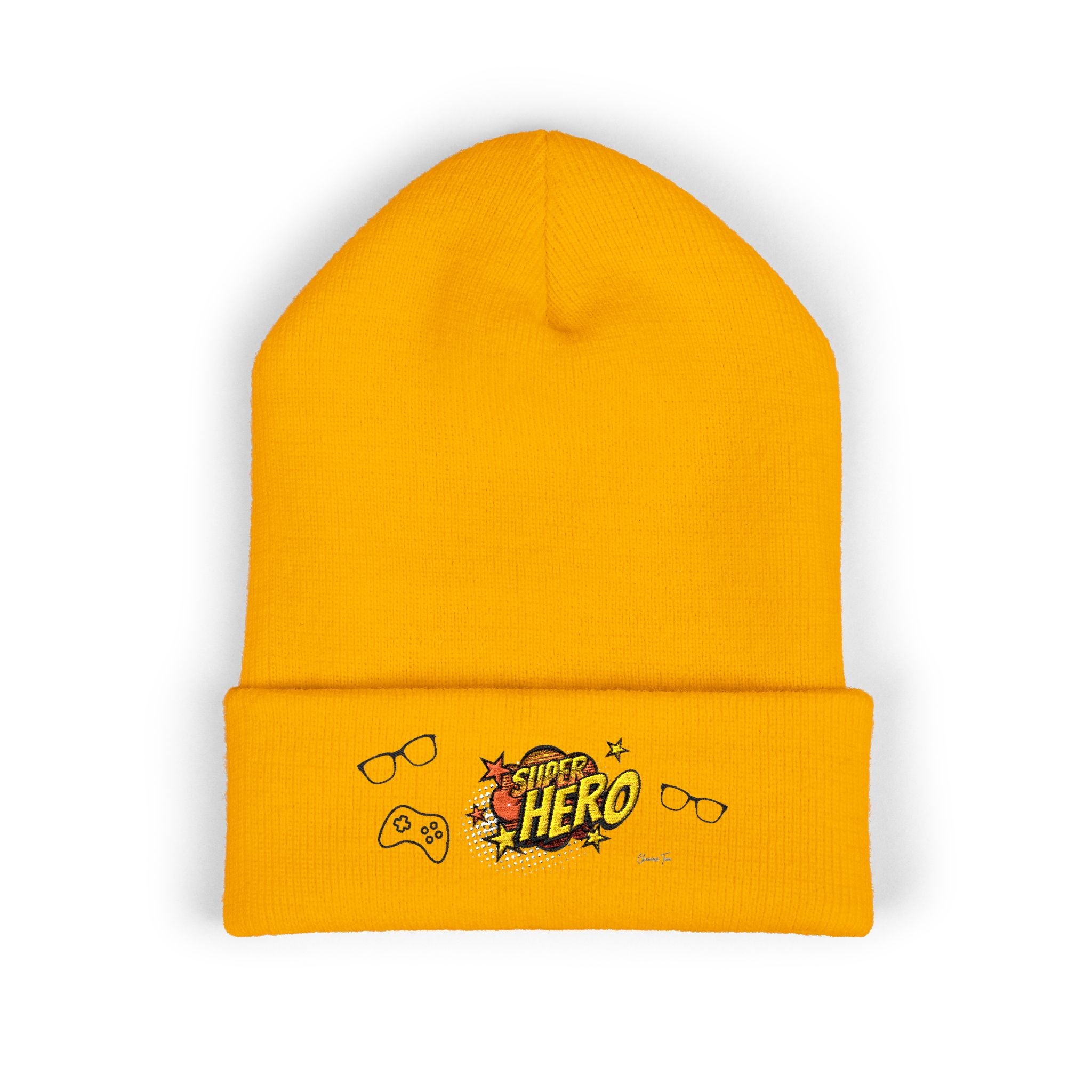 “Superhero” Classic Cuffed Beanie (Embroidery)