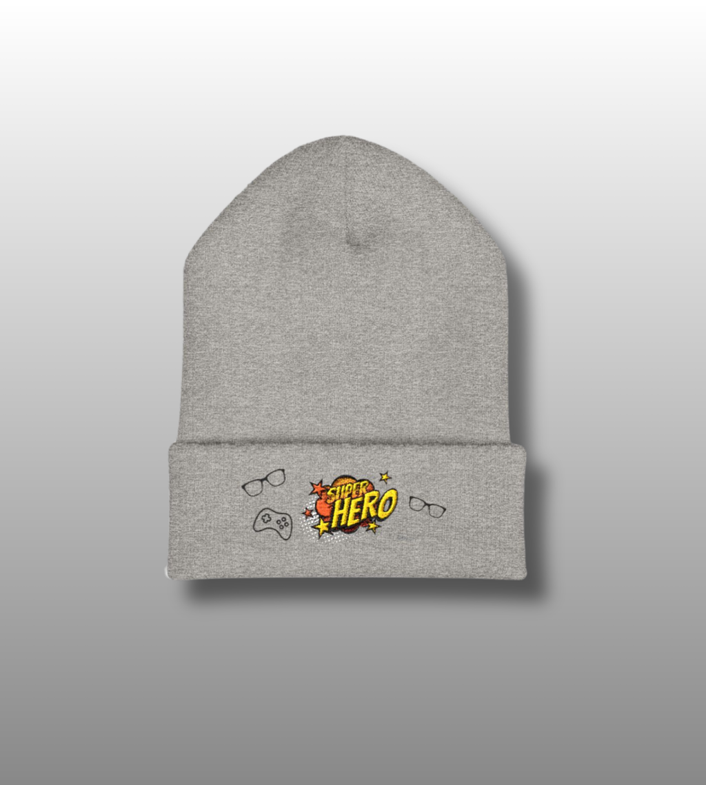 “Superhero” Classic Cuffed Beanie (Embroidery)