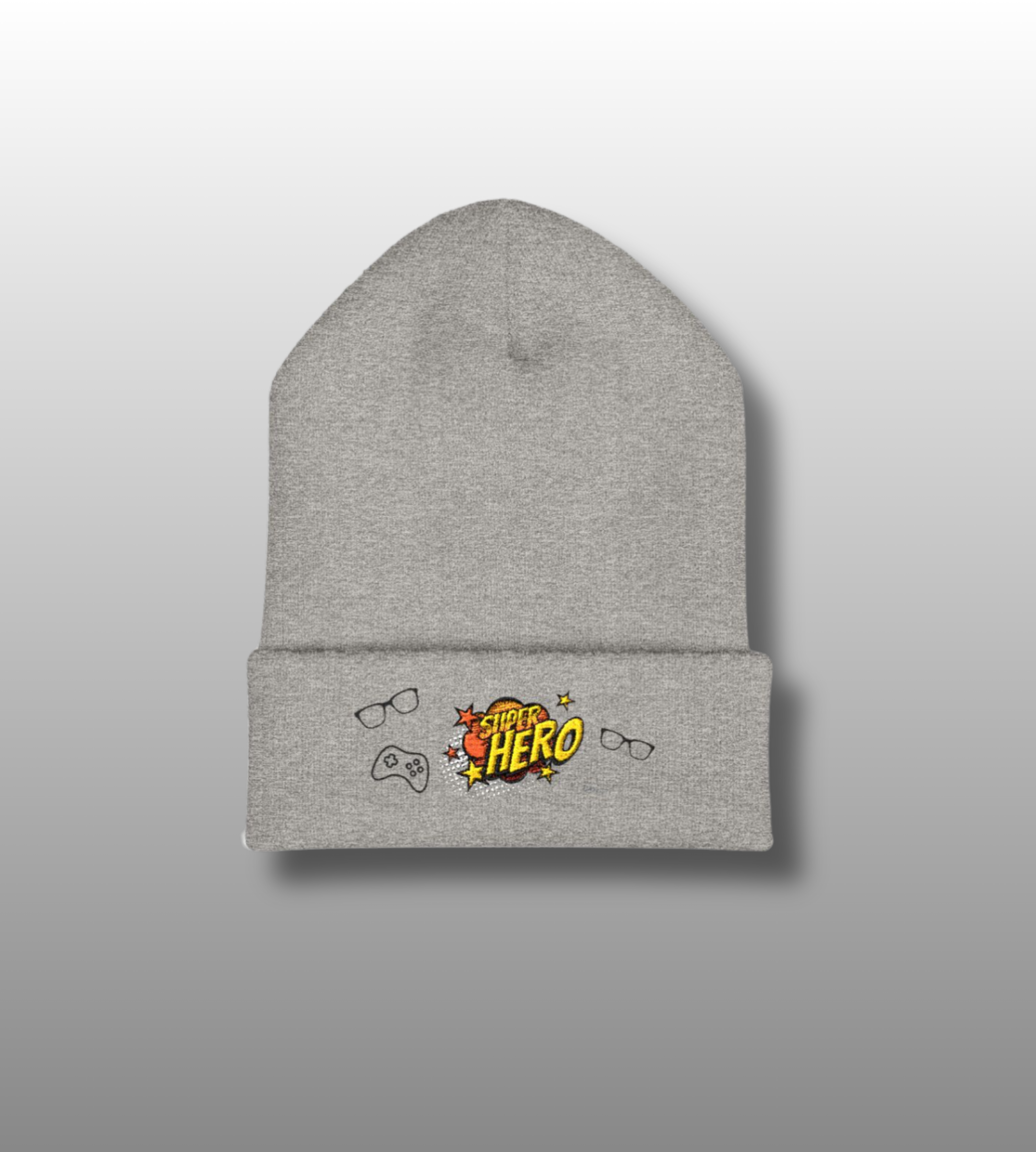 “Superhero” Classic Cuffed Beanie (Embroidery)