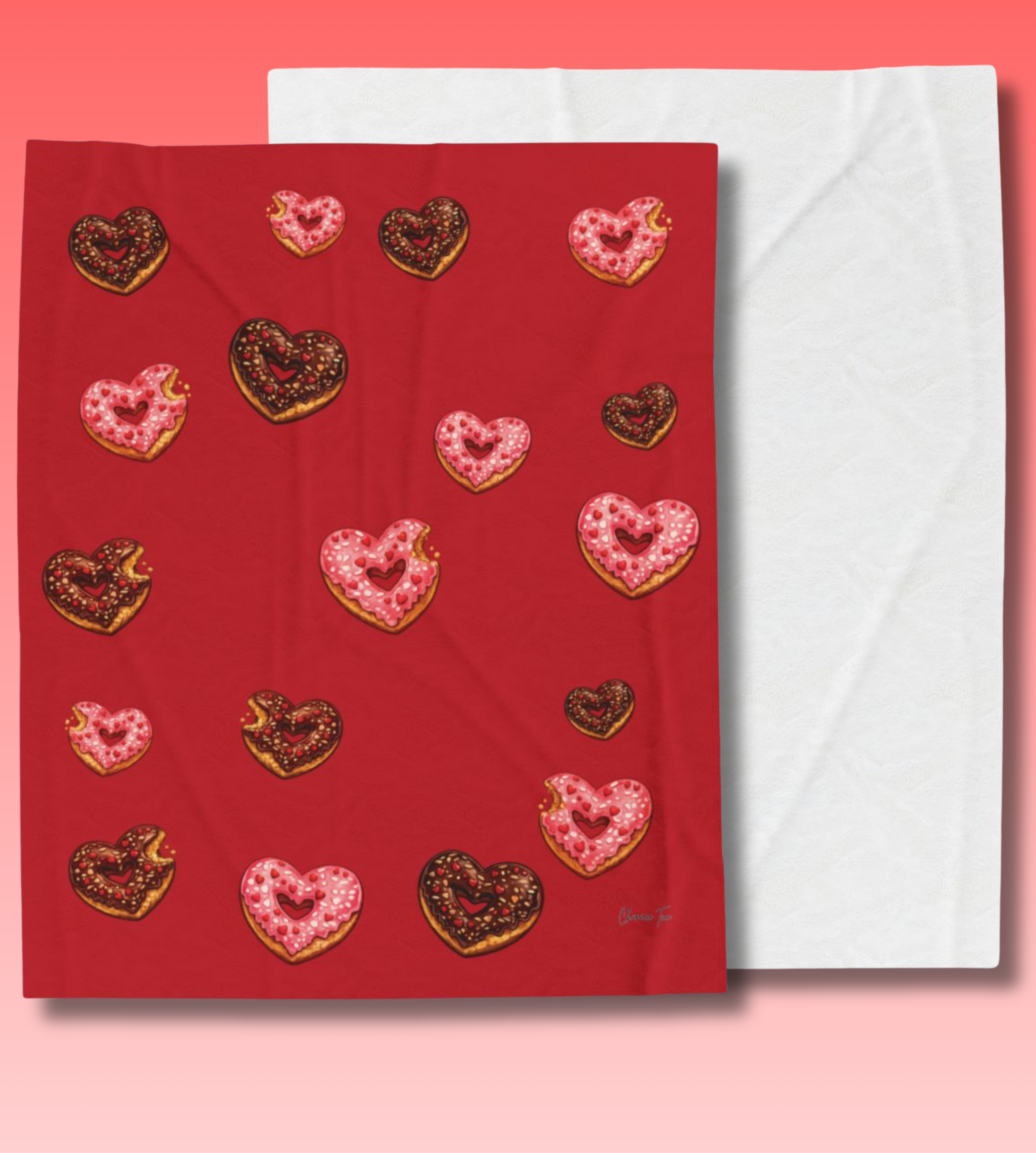 “Donut Hearts” Velveteen Plush Blanket