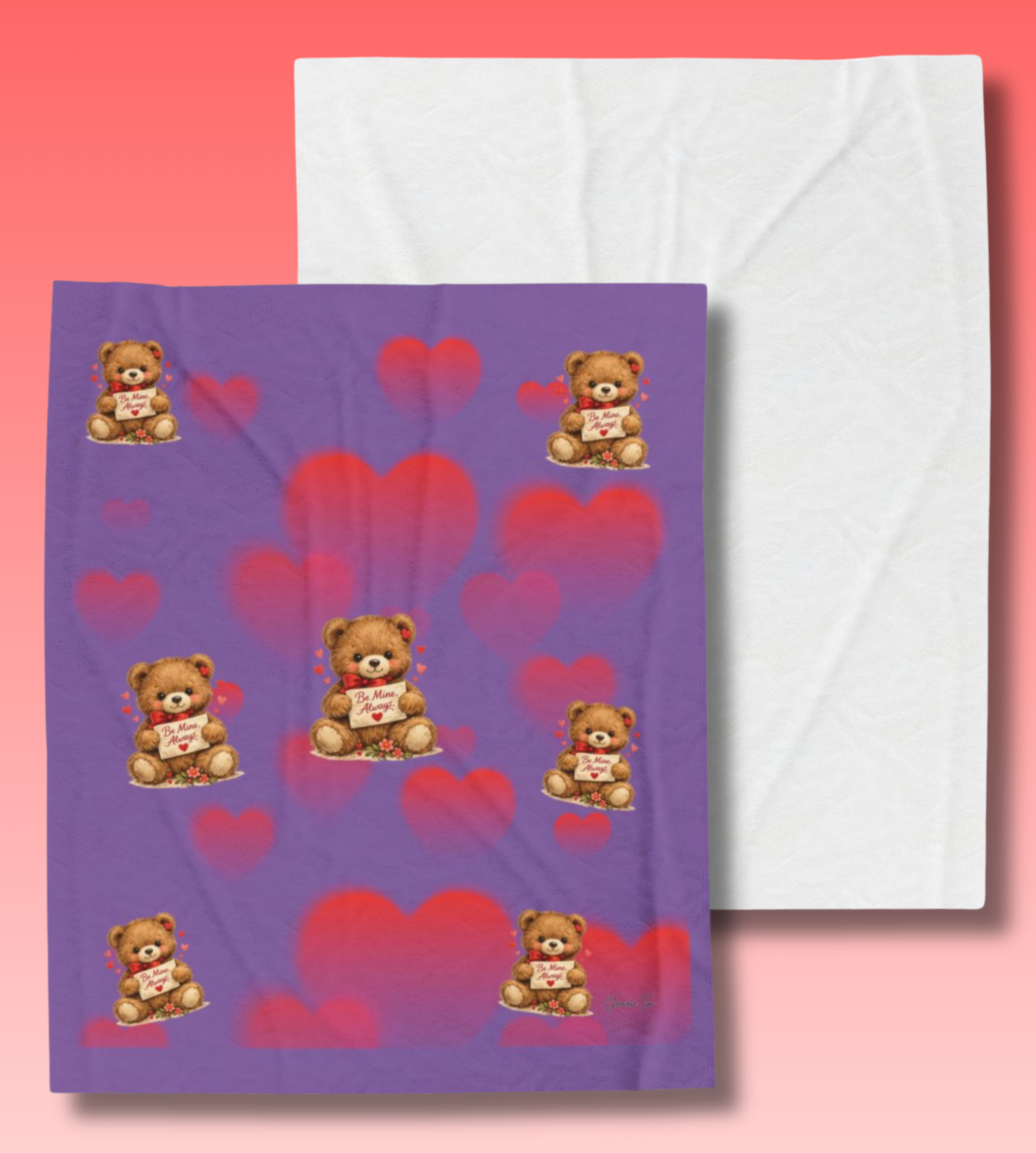 “Be Mine, Always” Velveteen Plush Blanket