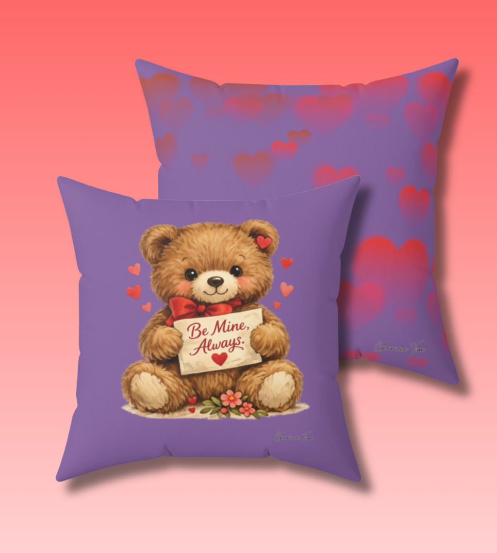 “Be Mine, Always” Faux Suede Square Pillow