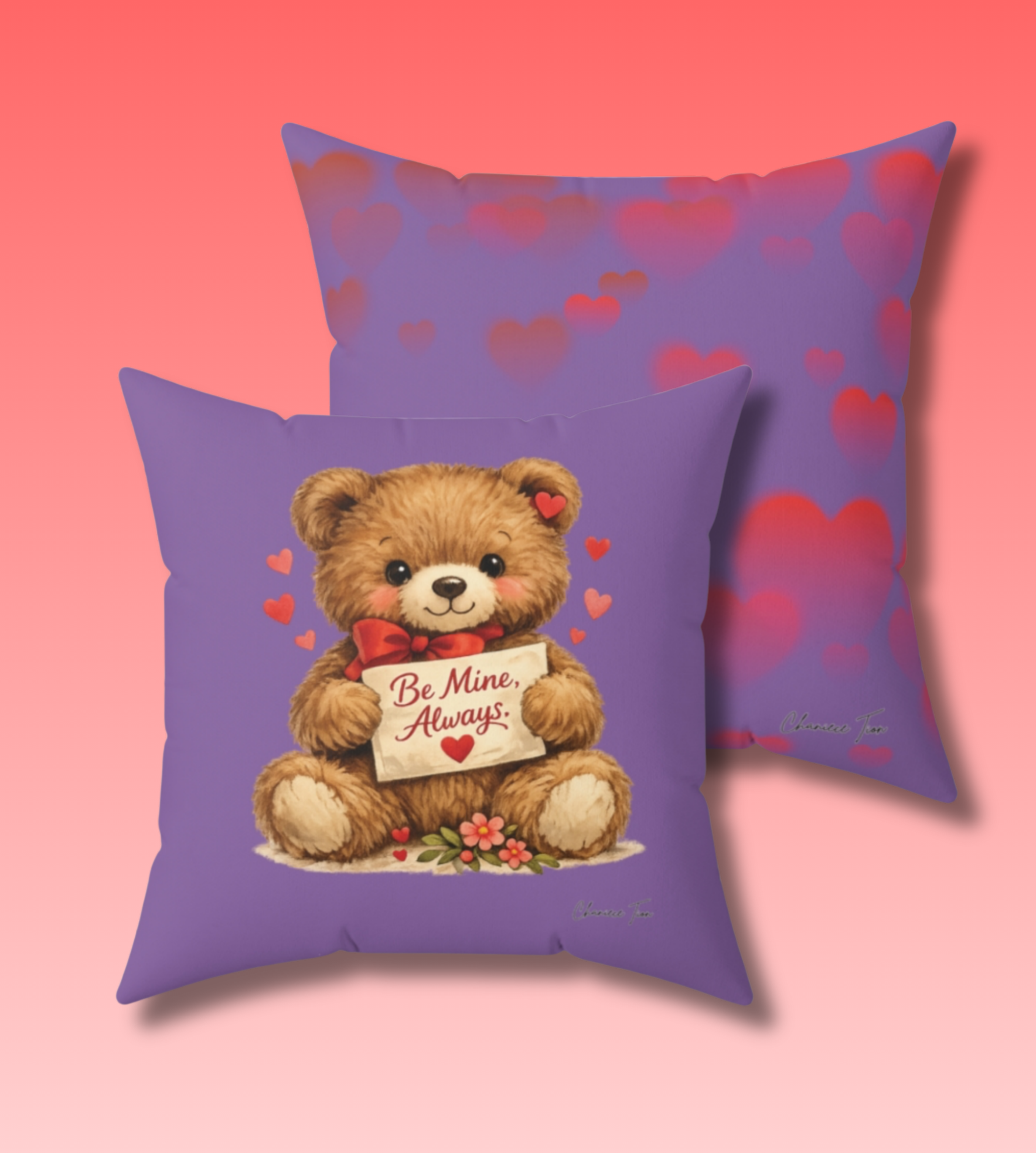“Be Mine, Always” Faux Suede Square Pillow