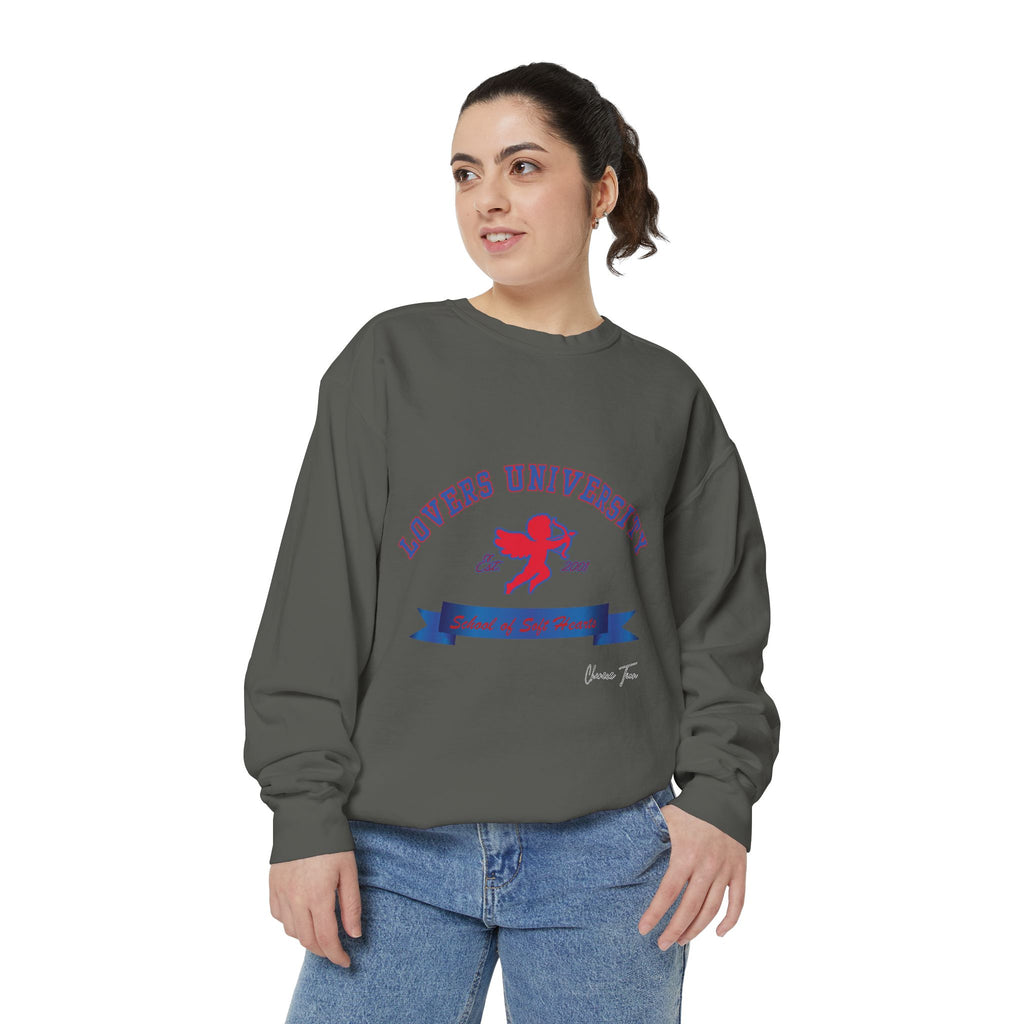“Lovers University” Unisex Garment-Dyed Sweatshirt