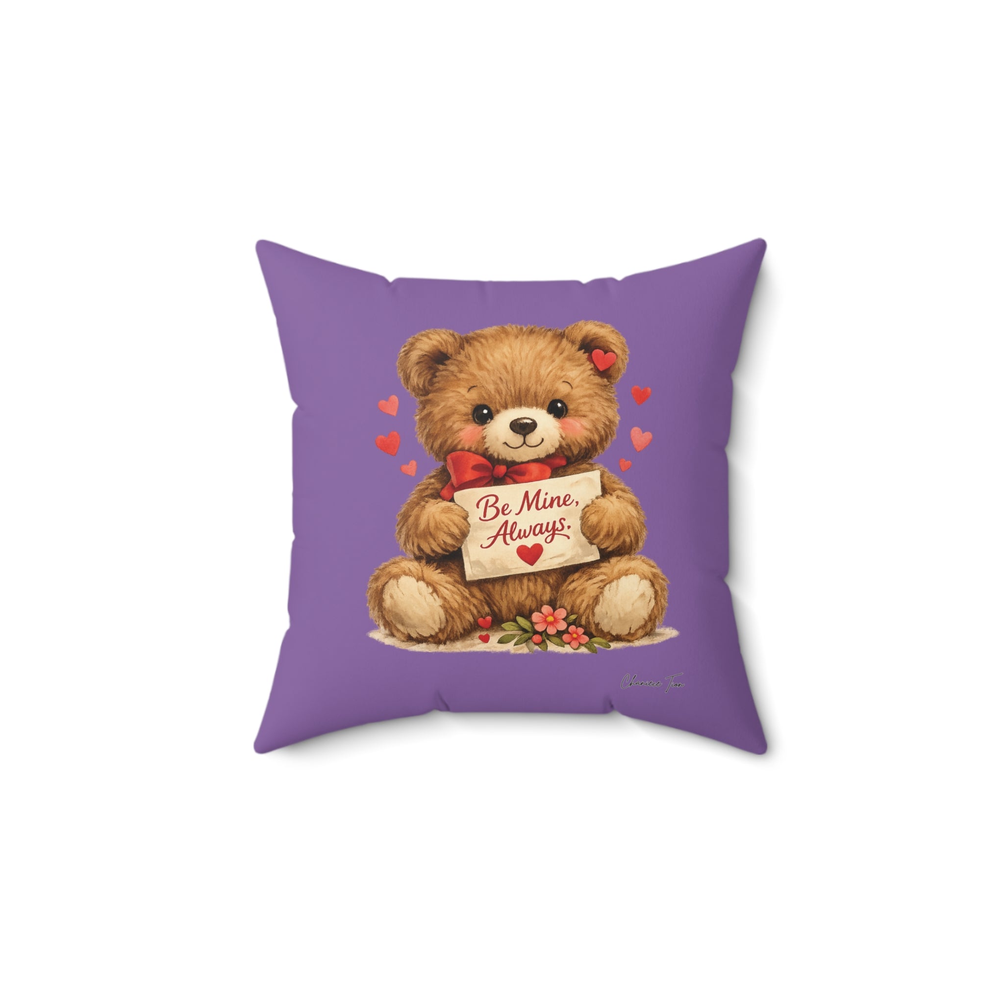 “Be Mine, Always” Faux Suede Square Pillow
