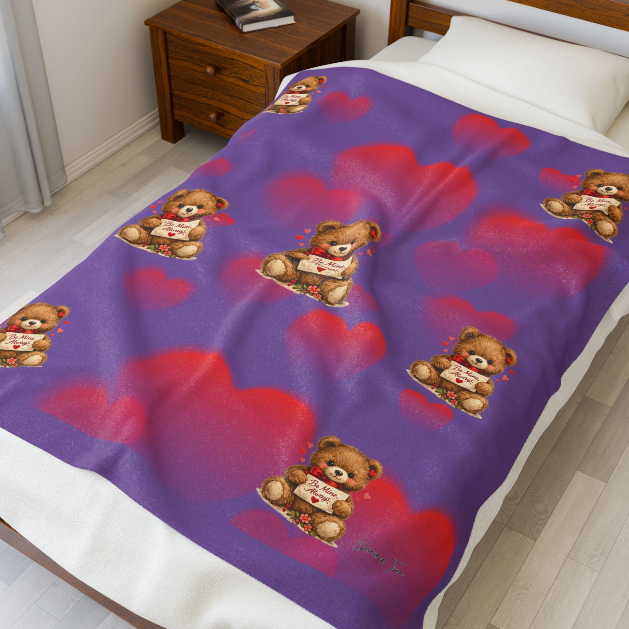 “Be Mine, Always” Velveteen Plush Blanket