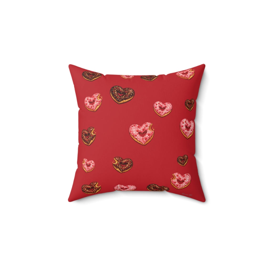 “Donut Break My Heart” Faux Suede Square Pillow