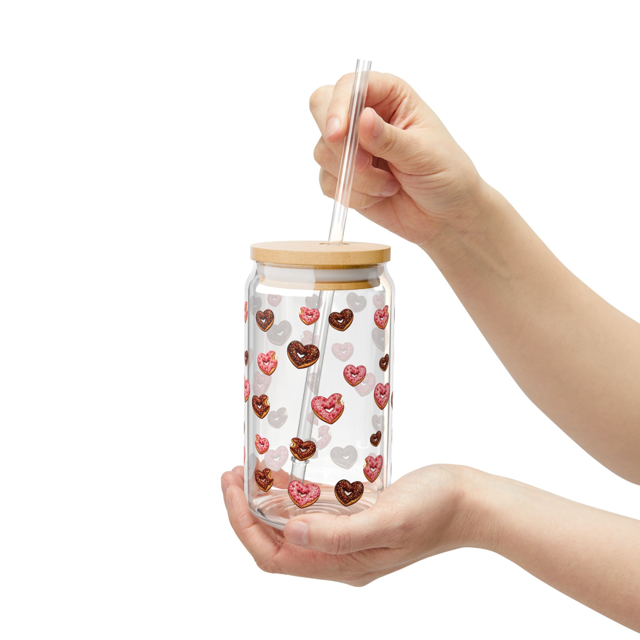 “Donut Hearts” Sipper Glass, 16oz