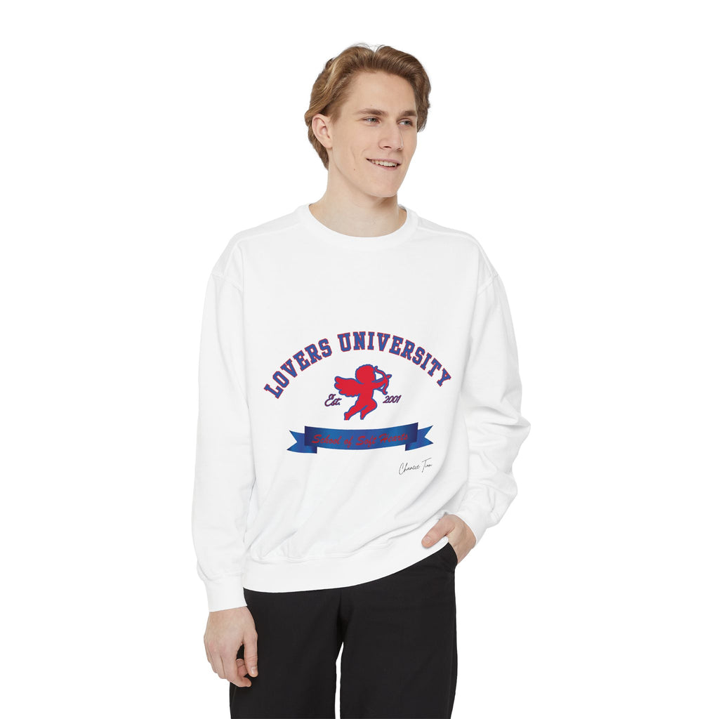 “Lovers University” Unisex Garment-Dyed Sweatshirt