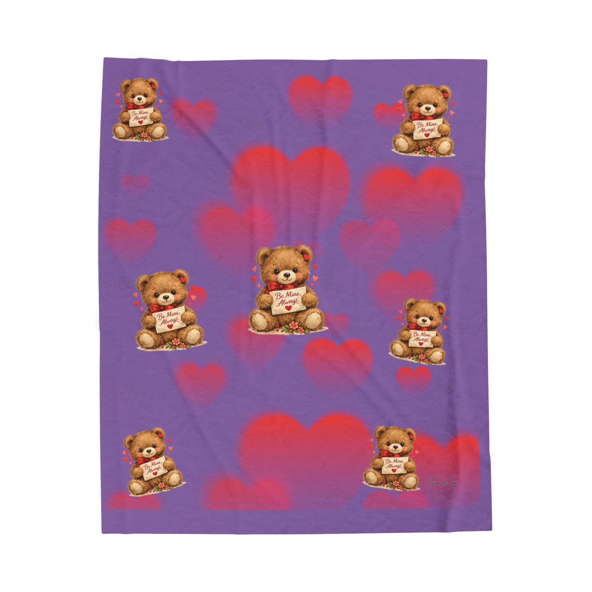 “Be Mine, Always” Velveteen Plush Blanket