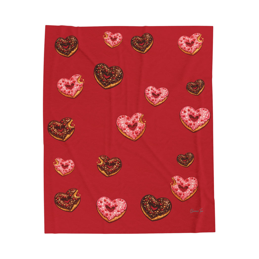 “Donut Hearts” Velveteen Plush Blanket