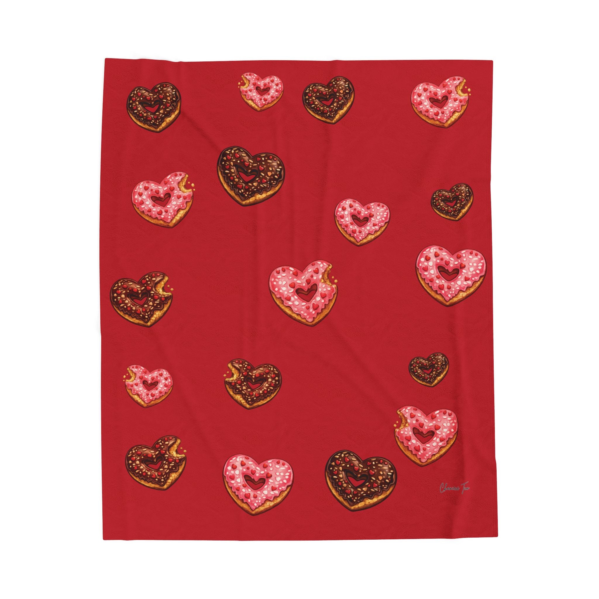 “Donut Hearts” Velveteen Plush Blanket